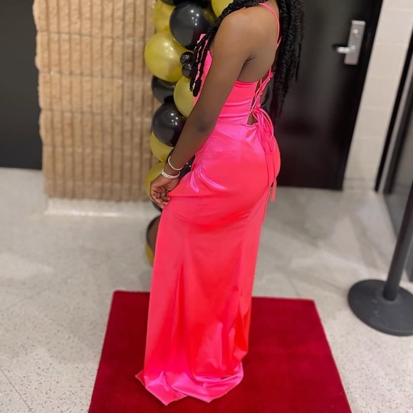 Vibrant Pink Satin Maxi Skirt - Picture 3 of 5